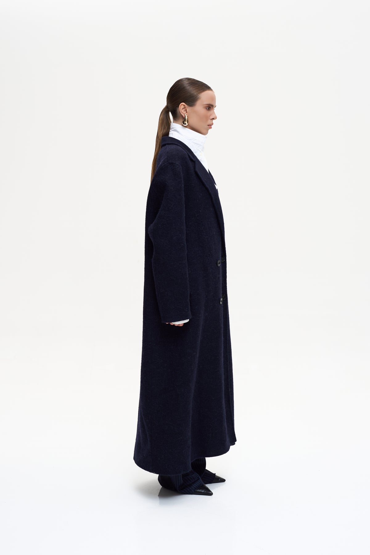 MAXI NAVY ALPACA COAT