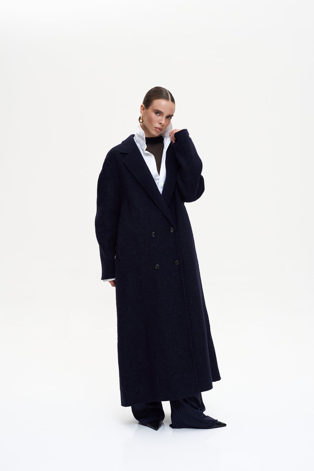 MAXI NAVY ALPACA COAT