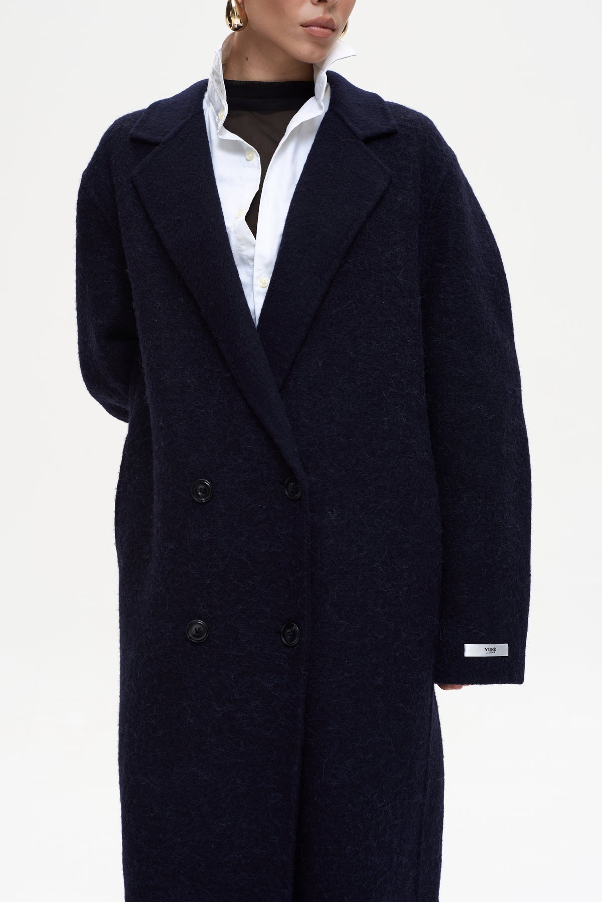 MAXI NAVY ALPACA COAT