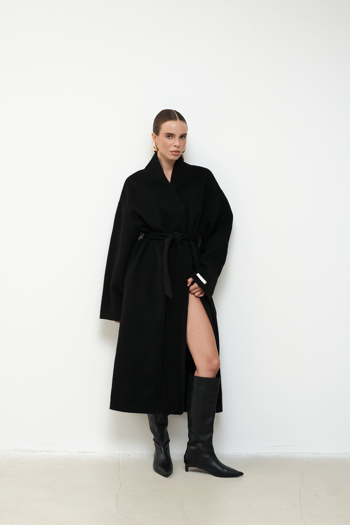 MAXI BLACK PURE WOOL COAT
