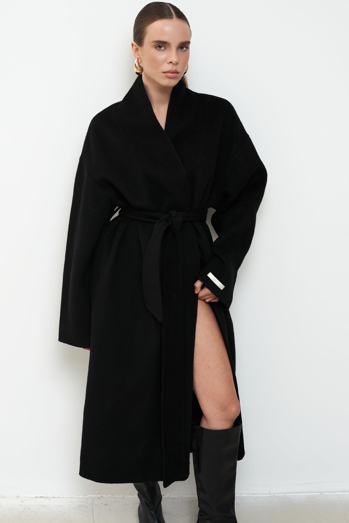 MAXI BLACK PURE WOOL COAT