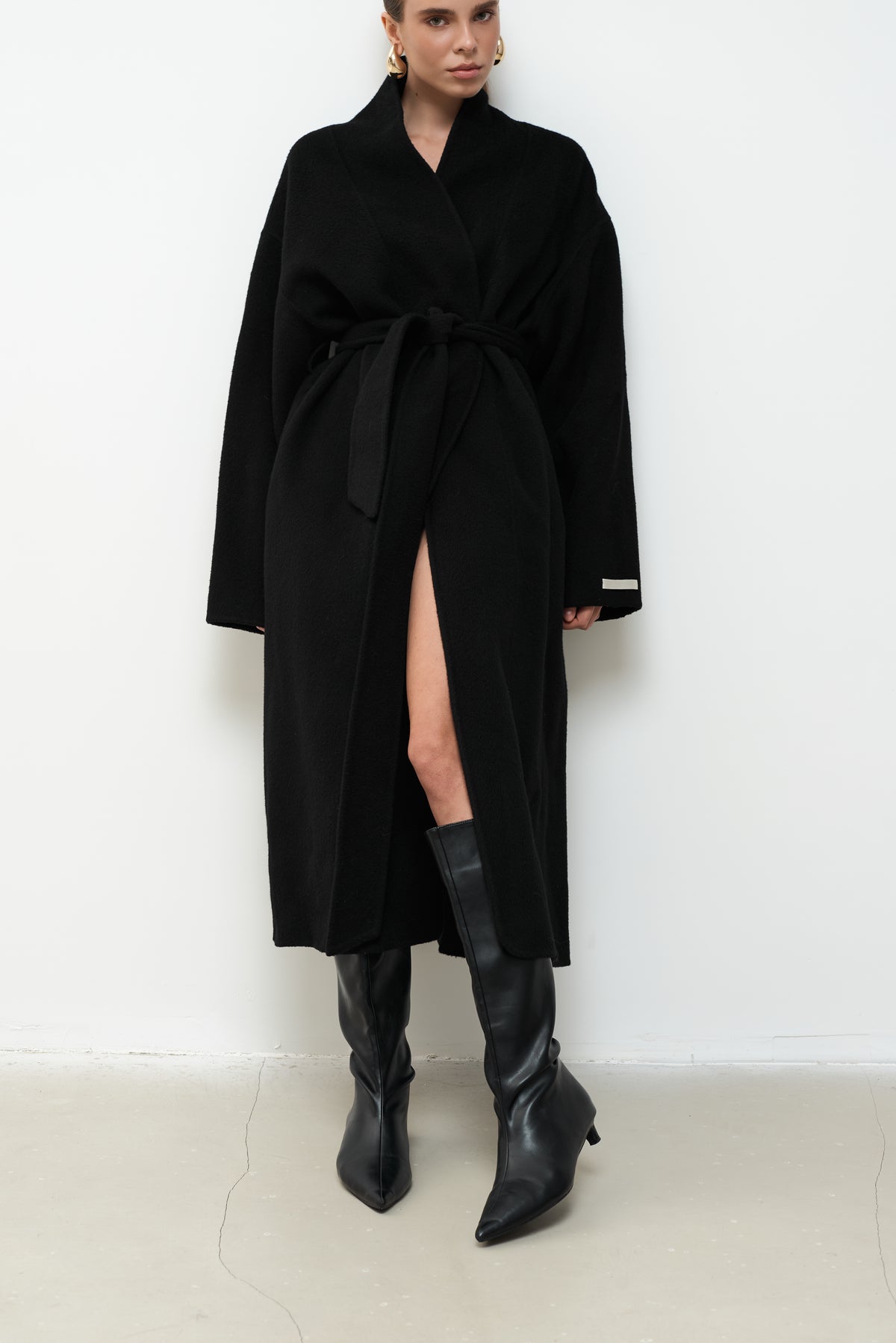 MAXI BLACK PURE WOOL COAT