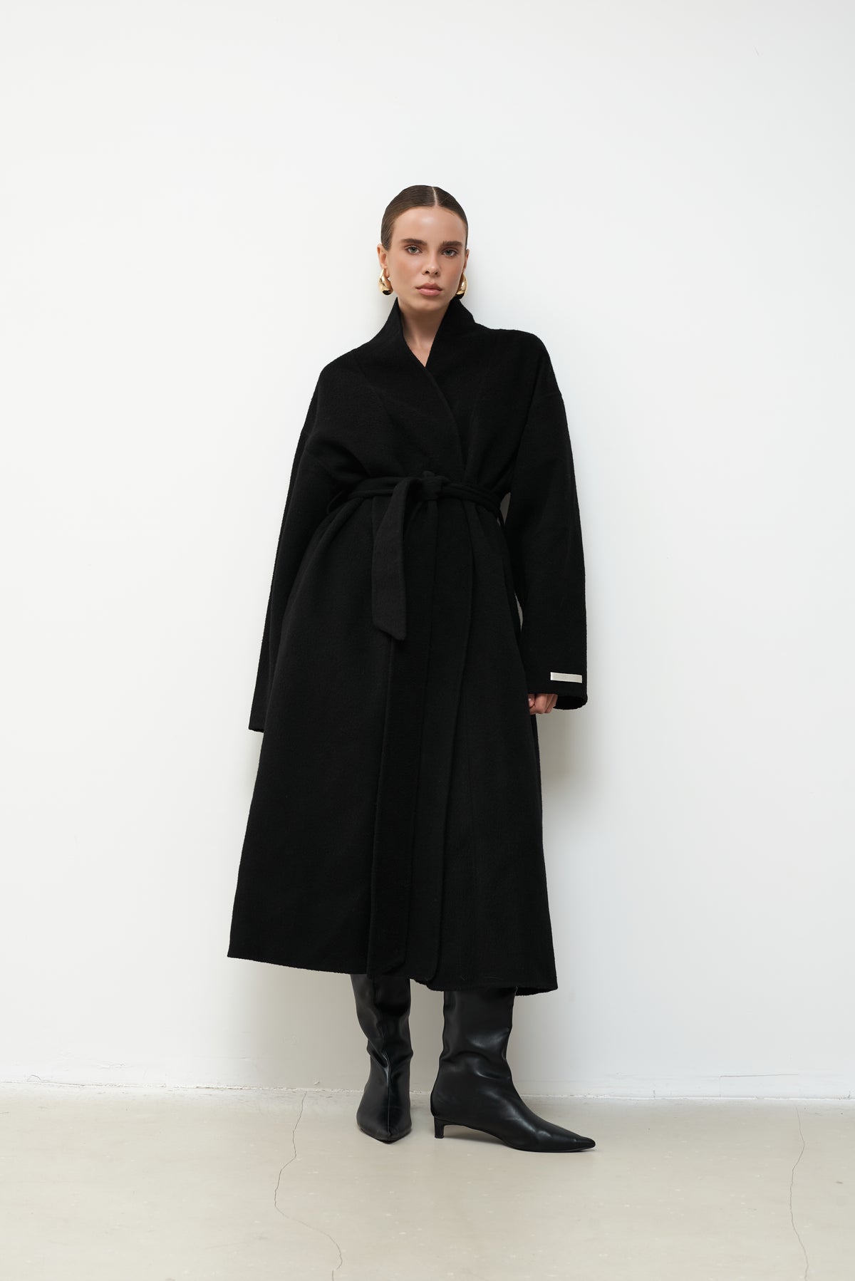 MAXI BLACK PURE WOOL COAT