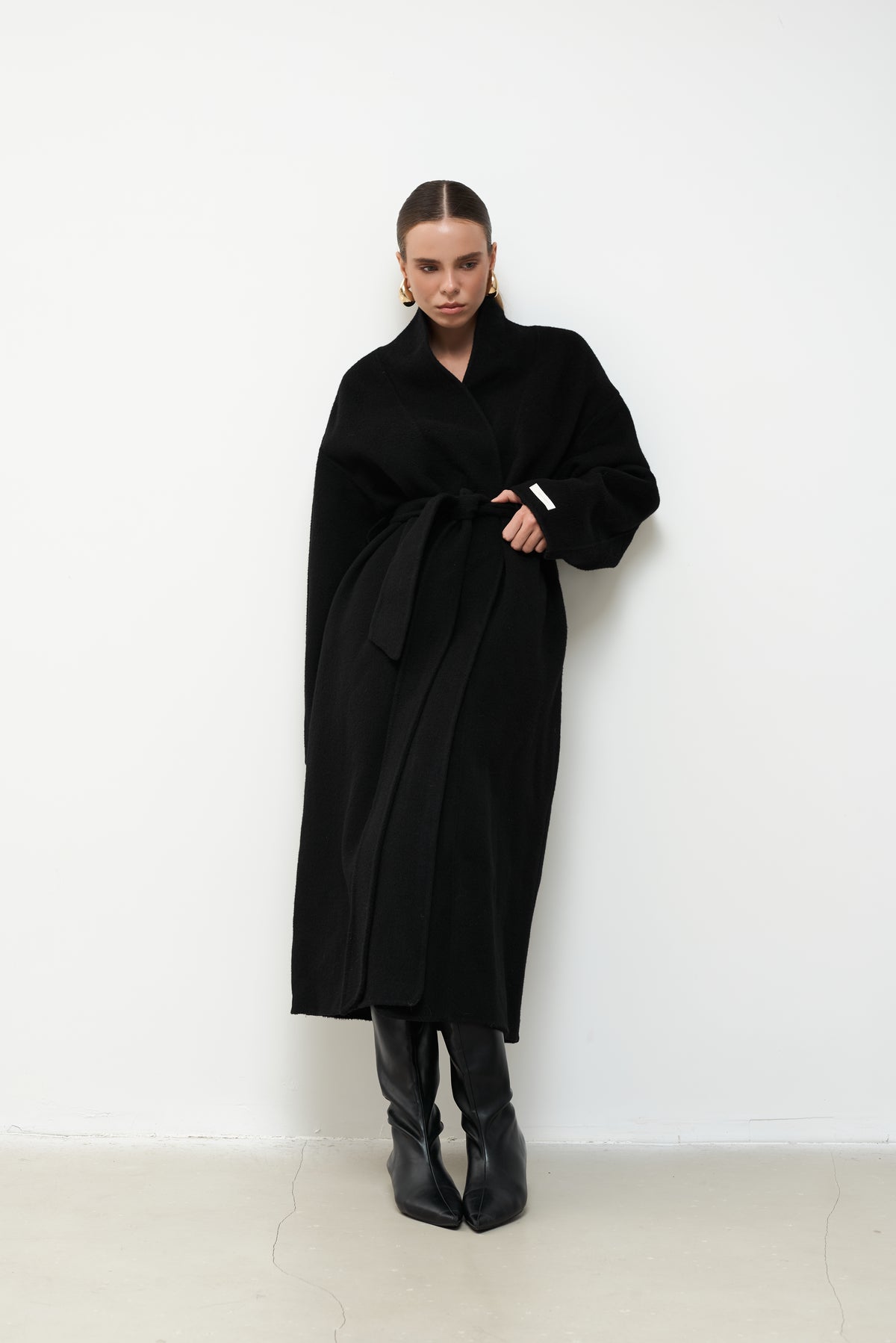 MAXI BLACK PURE WOOL COAT