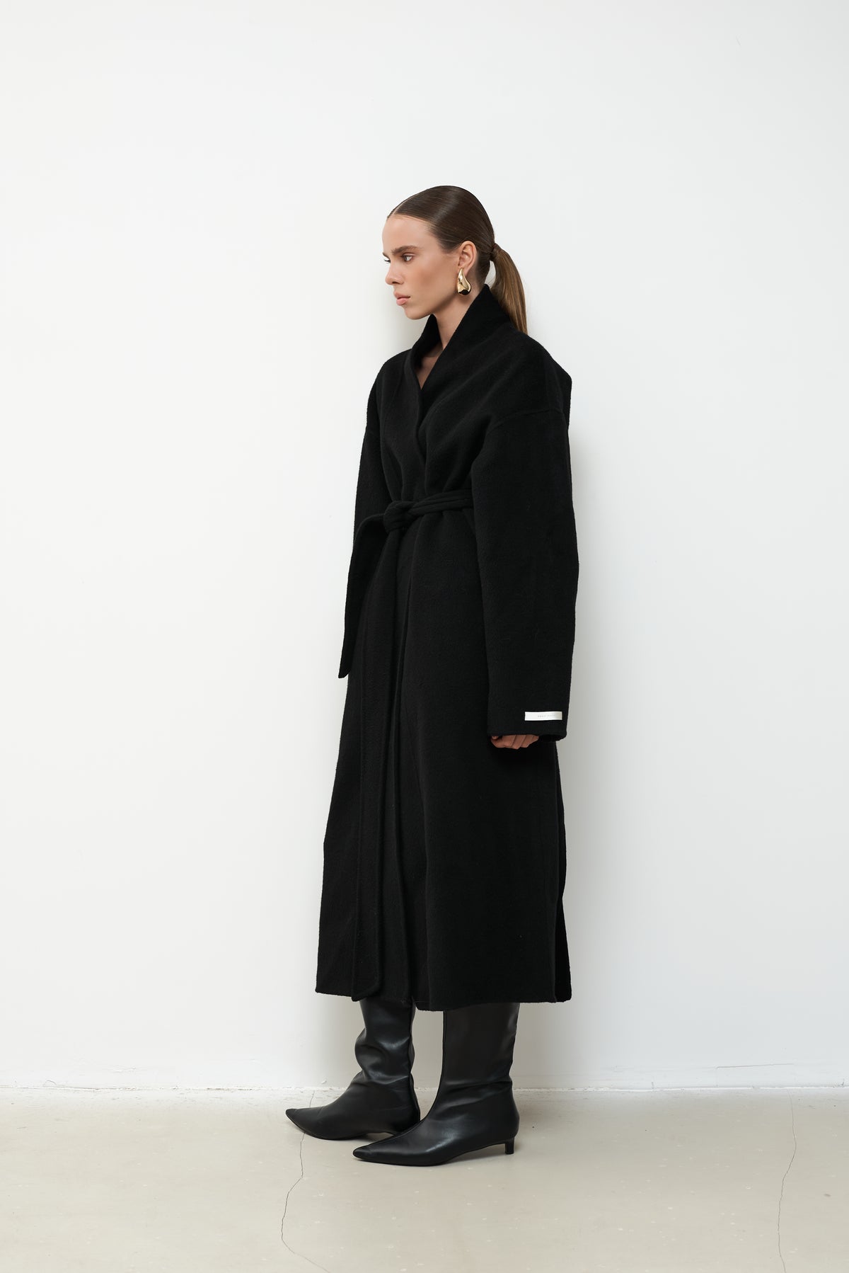 MAXI BLACK PURE WOOL COAT