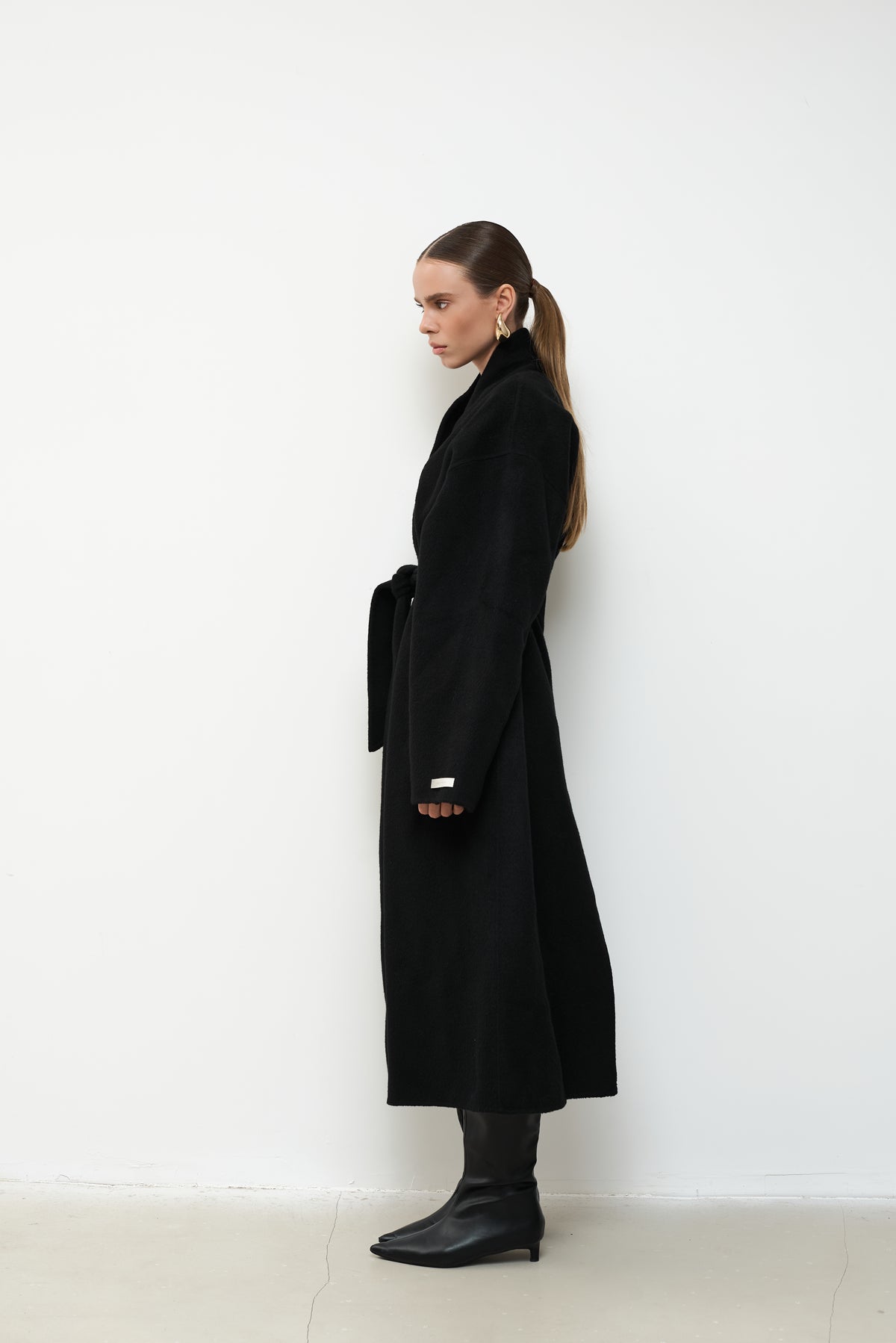 MAXI BLACK PURE WOOL COAT