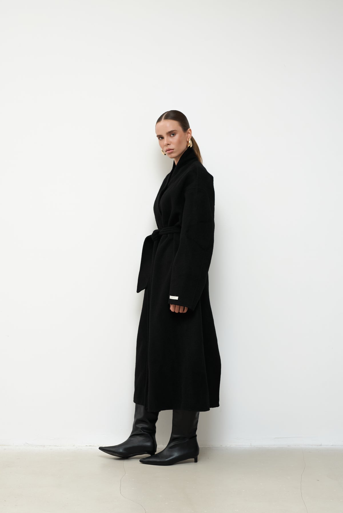 MAXI BLACK PURE WOOL COAT