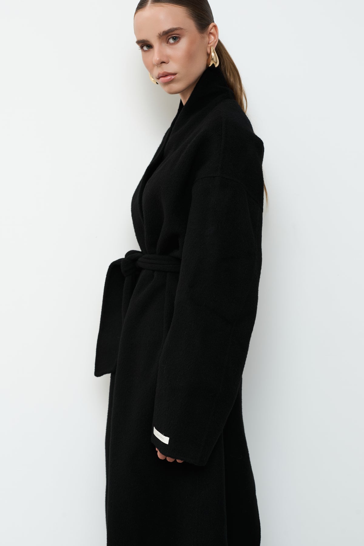 MAXI BLACK PURE WOOL COAT